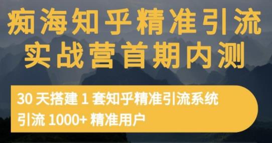 痴海知乎精准引流实战营1-2期，30天搭建1套知乎精准引流系统，引流1000+精准用户插图