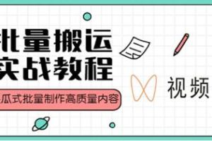 《视频号批量搬运实战赚钱教程》傻瓜式批量制作高质量内容