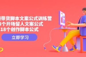 短视频带货文案脚本公式进阶班，18个开场留人文案公式，18个创作脚本公式！