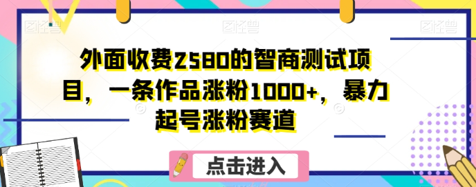 外面收费2580的智商测试项目，一条作品涨粉1000+，暴力起号涨粉赛道【揭秘】