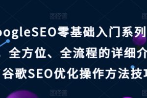 GoogleSEO零基础入门系列教程，全方位、全流程的详细介绍了谷歌SEO优化操作方法技巧